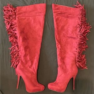 Knee High Heeled Tassel boots